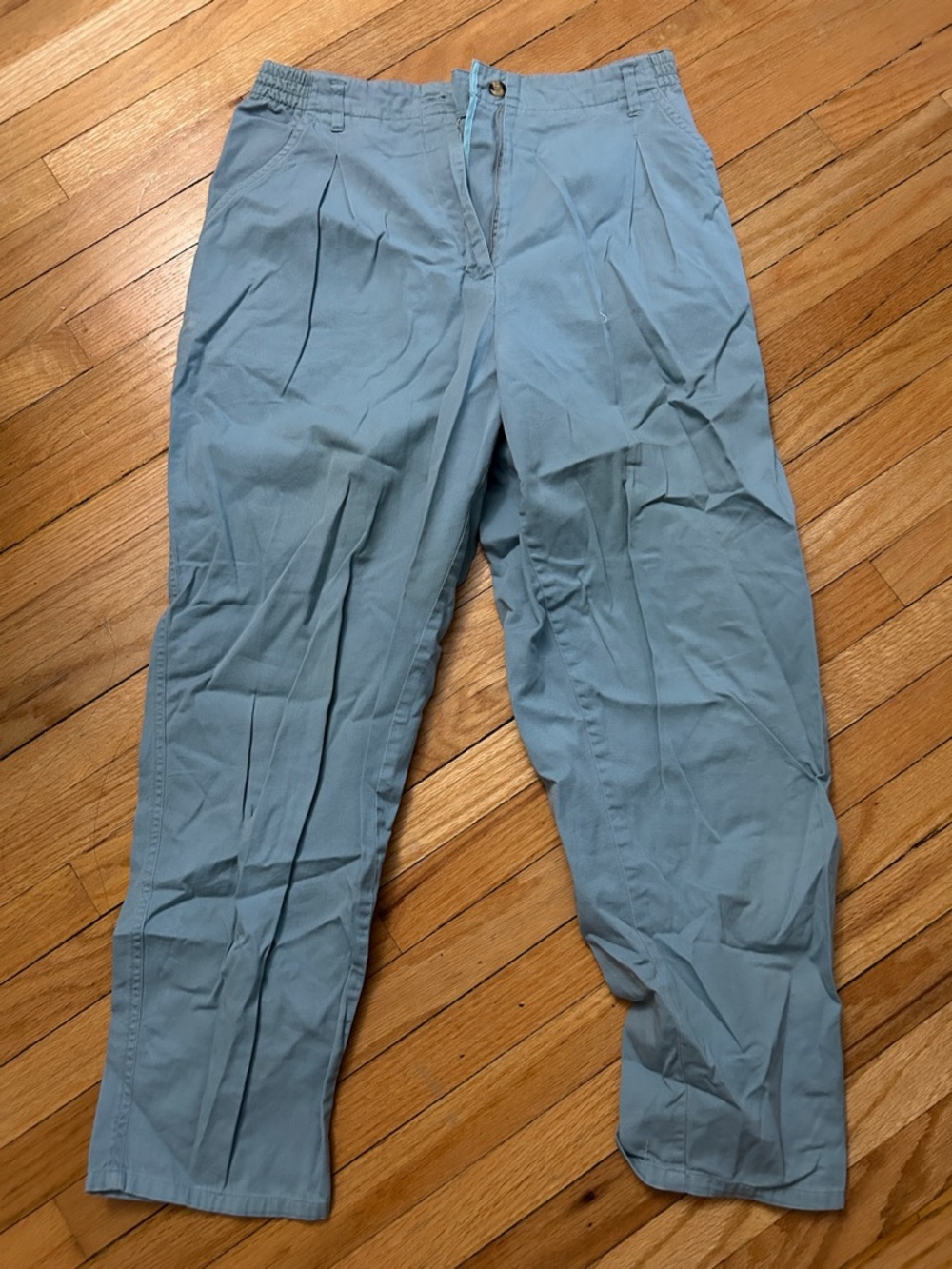 Men's Light Blue Casual Pleated Pants